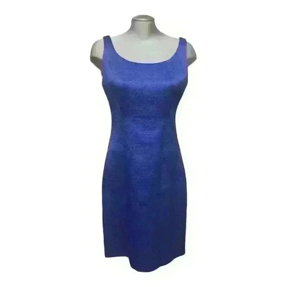 T Tahari Sheath Dress Sleeveless Knee Length  Zip Back Career Blue - Picture 1 of 11